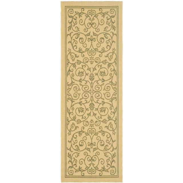 SAFAVIEH Courtyard Clarine Indoor/ Outdoor Waterproof Patio Backyard Rug - 2'3" x 10' Runner - Natural/Olive