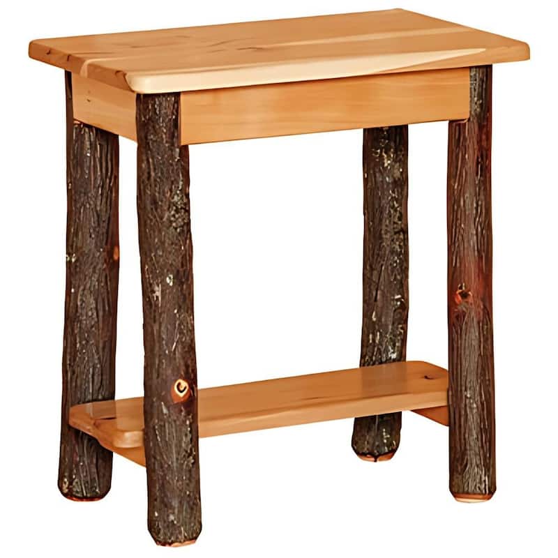 Hickory Log Rectangular End Table - All Hickory