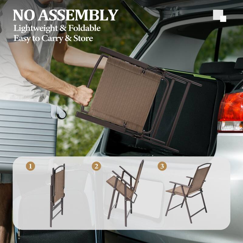Set of 4 Patio Folding Chairs 4-Pack Dining Chairs