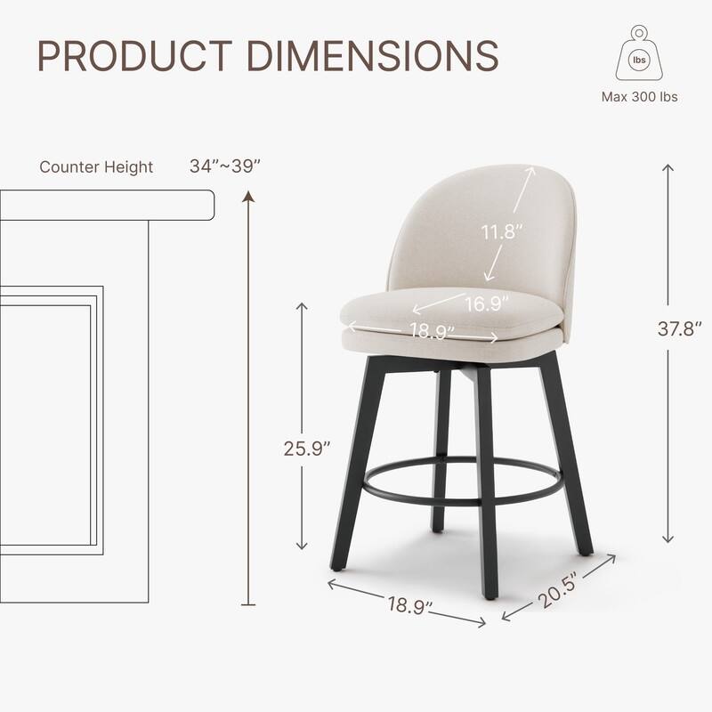 Spruce & Spring Madison Upholstered Swivel Counter Height Bar Stools