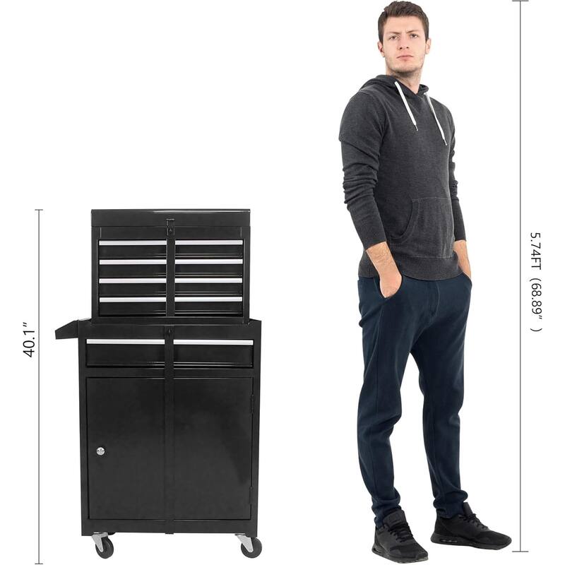 5 Drawer Detachable Tool Cabinet with Moving Wheel 2 Brakes, Tool Box - 5-Drawer