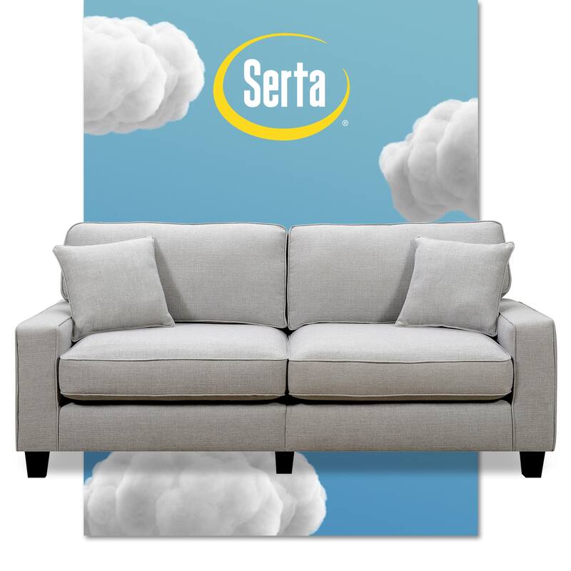 Serta Palisades Upholstered 73" Sofas for Living Room Modern Design Couch, Straight Arms, Soft Upholstery, Tool-Free Assembly - Pebble Gray