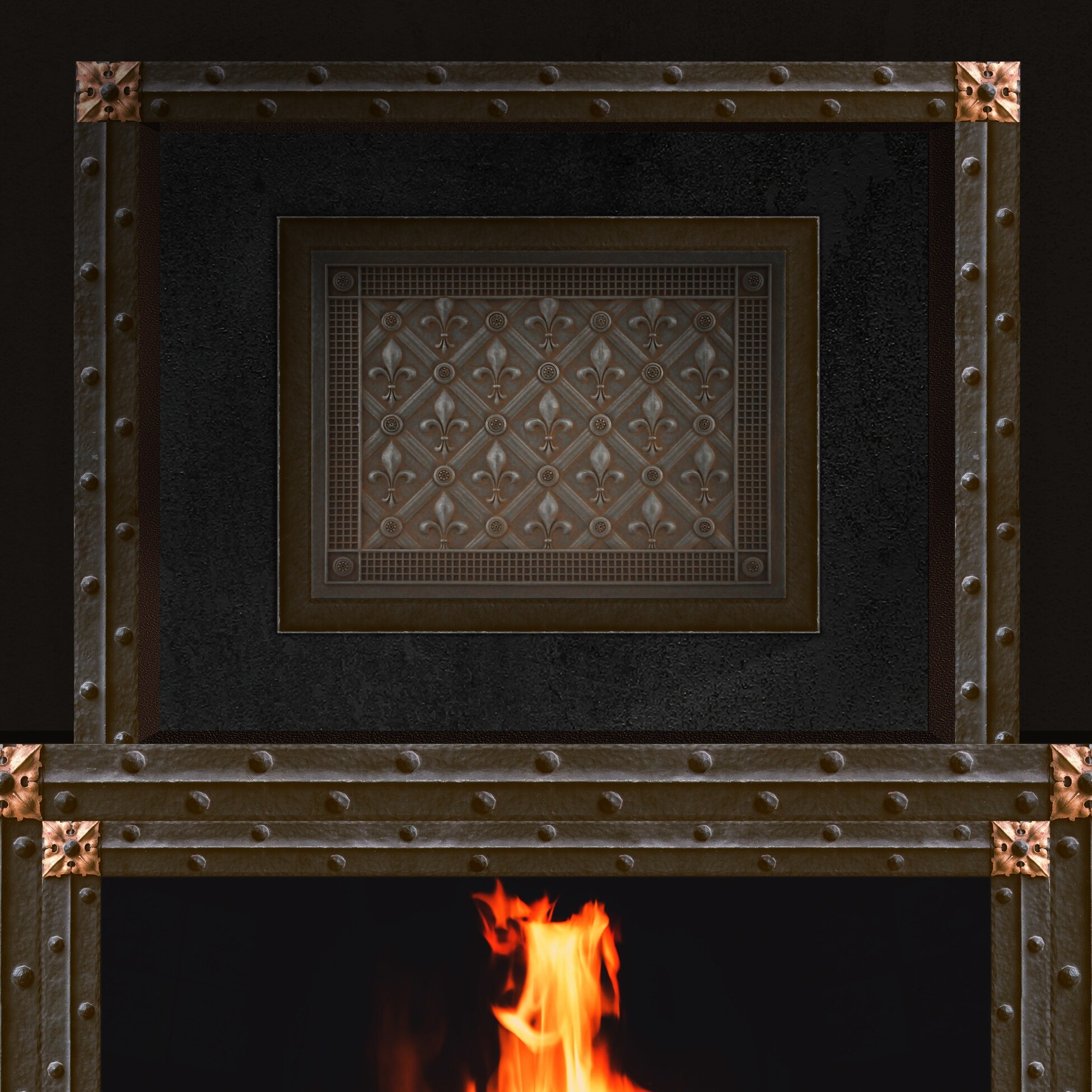 Fireplace Wall Accent Metal Resin Mural Plaque Tile Serenade Metal MURAL Wrought Iron Hand Made 18x24 Kitchen Backsplash Medallion or Bathroom
