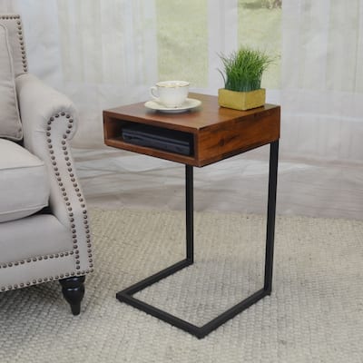 Cubby Side Accent Table - 24" - Chestnut Finish