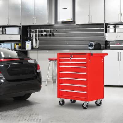 7-Drawer Rolling Tool Chest with Wheels - Heavy-Duty Tool Storage Cart for Garage, Workshop, or Job Site