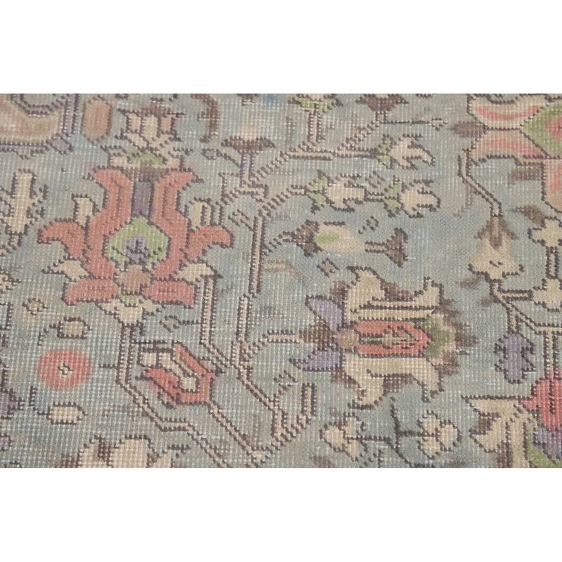 Blue Tabriz Persian Area Rug Hand-Knotted Geometric Wool Carpet - 8'0"x 11'0"