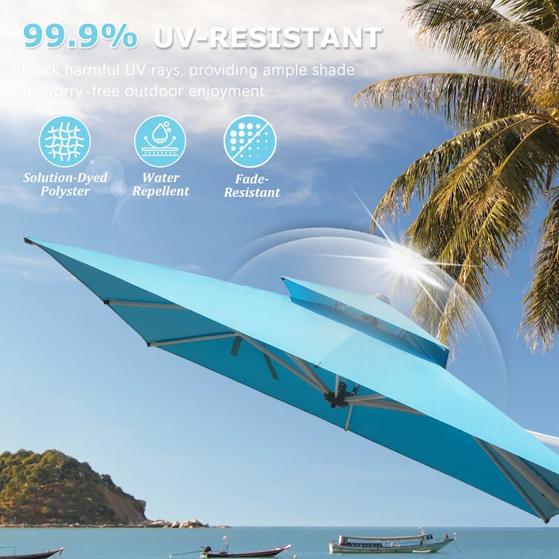 9 ft. Aluminum Cantilever Tilt Patio Umbrella with Center Pole, Lake Blue (Base Not Included)