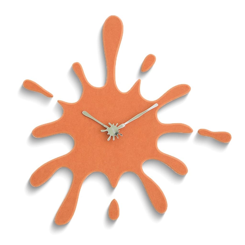 Curata Orange Ink Splash Battery Operated Quartz Wall Clock with Silent Movement