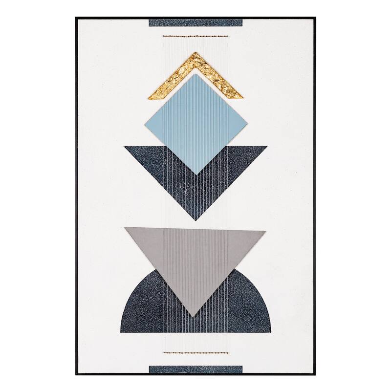 HomeRoots Mod Geo Black Shadowbox Frame Textual Art Wall Art