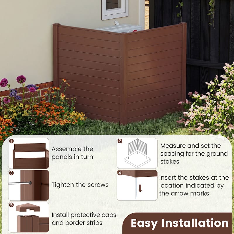 Gymax 4 Panels 48'' L x 48'' H Air Conditioner Fence w/Galvanized