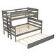 preview thumbnail 5 of 34, Twin Over Full Bunk Bed with Twin Trundle, Solid Wood Bunk Bed Frame with Ladder and Guardrail, Can Be Separated into 3 Beds