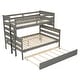 preview thumbnail 5 of 10, Wood Twin over Full Bunk Bed wFull-length Guardrail & Trundle for Kids Bedroom, Wood Bed Frame Convertible Twin Size Trundle Bed