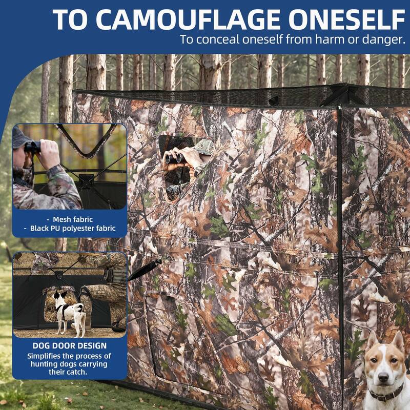 Moasis Hunting Blind Panel with Carrying Bag, 3-4 Person Pop-up Waterfowl Blinds Resilient Field Duck Hunting Tent