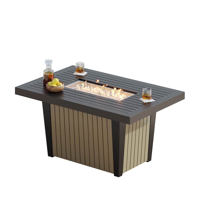 Corvus Babylon 1-piece Outdoor Fire Pit Table with Lid - Tan
