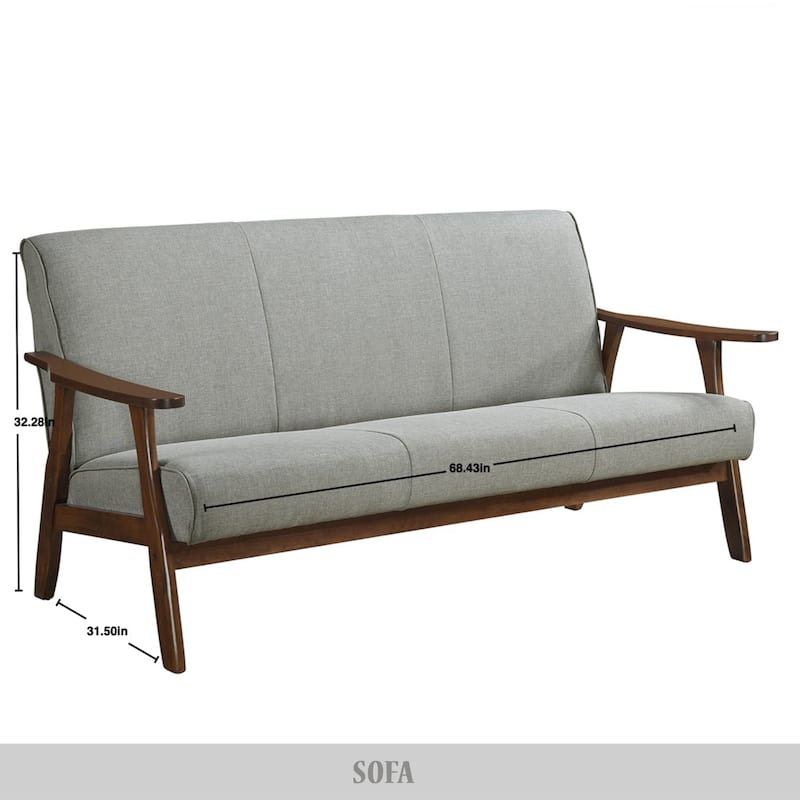 CraftPorch Wenge Wood Mid-Century Modern Linen Sofa