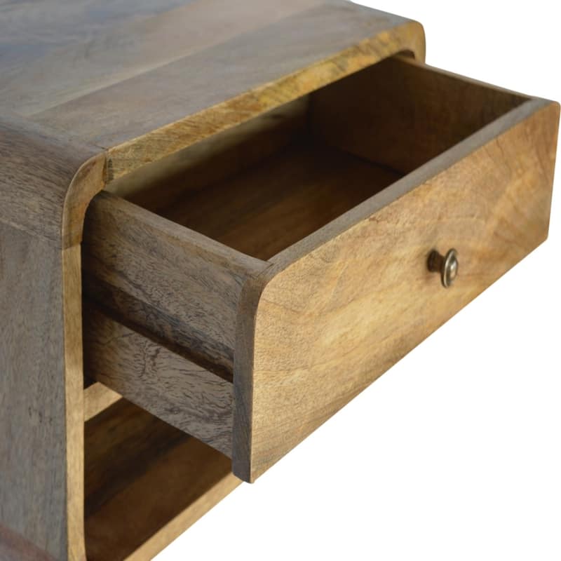 Artisan Furniture Solid Wood Floating Curve Open Slot Nightstand