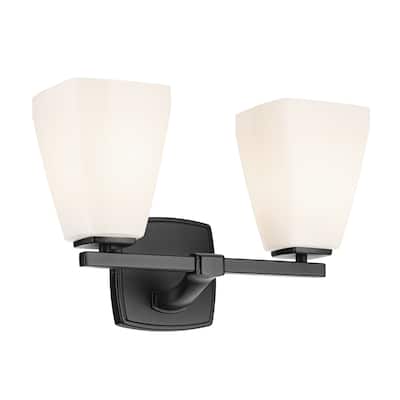 Kichler Lighting Marant 14.25" 2-Light Vanity Light with Opal Glass in Black