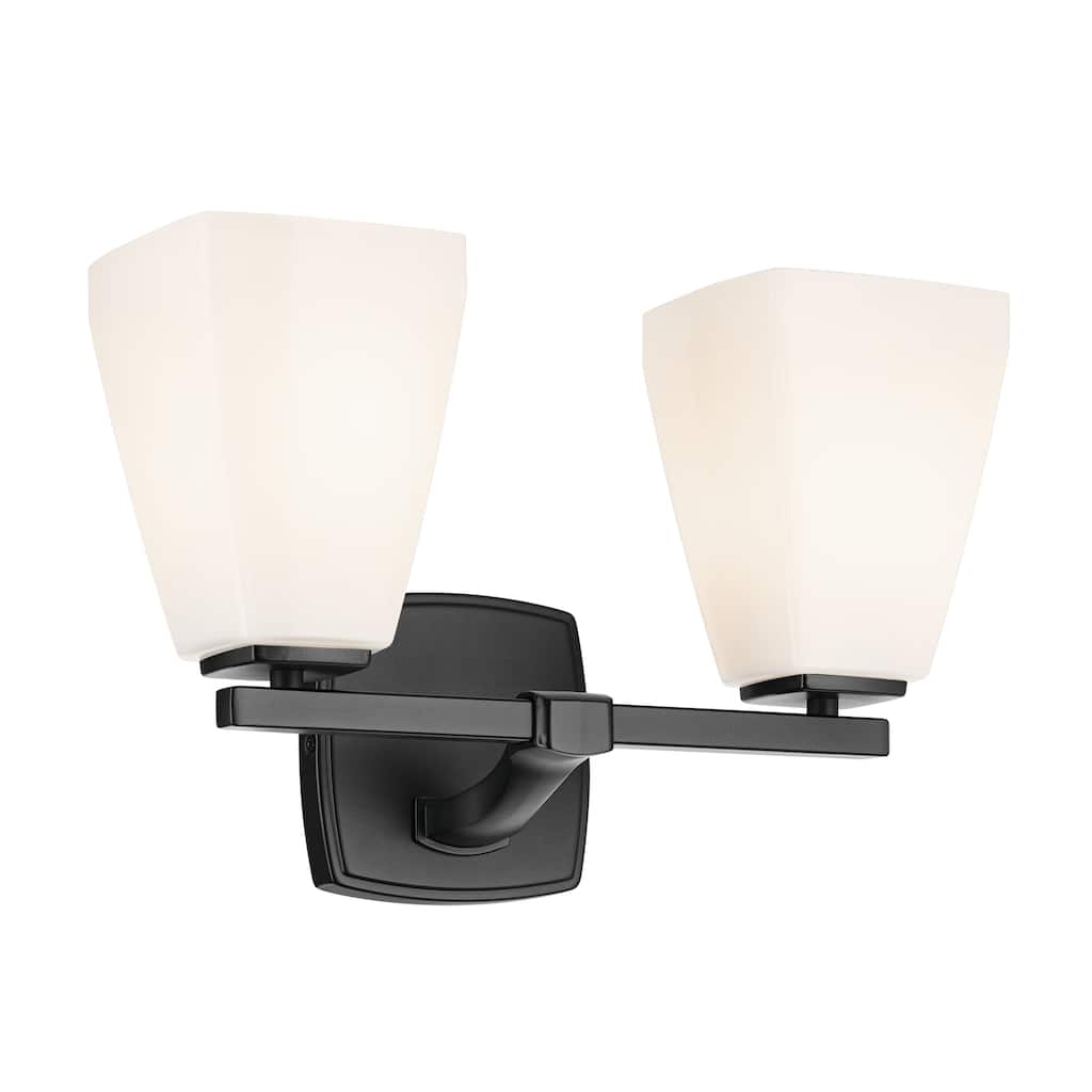 Kichler Lighting Marant 14.25" 2-Light Vanity Light with Opal Glass in Black