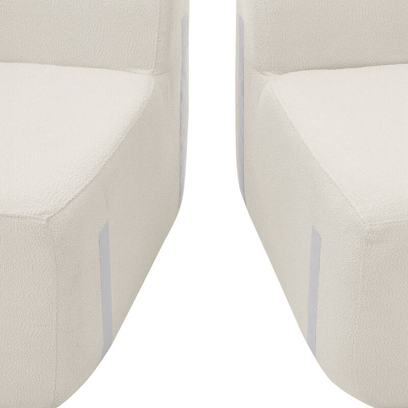 Curved Modular Sectional Sofa in Lamb's Wool Fabric, Modern Minimalist Style, Compressed (No Assembly Required)