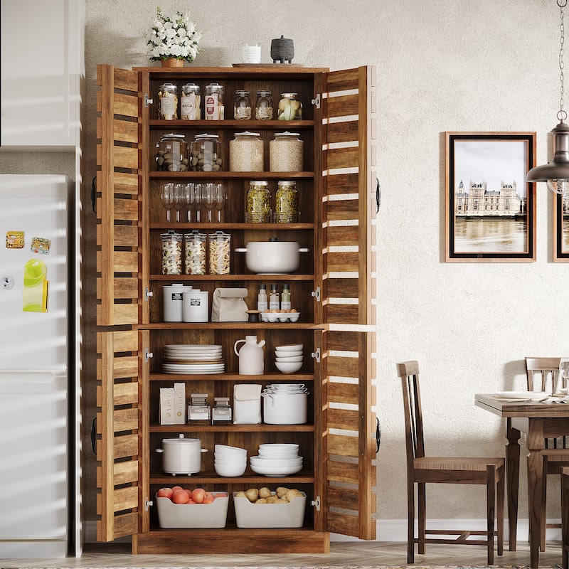 70.8" Kitchen Pantry Cabinet, 9-Tier Kitchen Storage Cabinet, Farmhouse Storage Cabinet for Dining Room