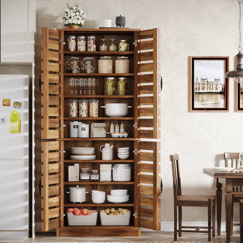 70.8" Tall Kitchen Pantry Storage Cabinet with 4-Door for Dining Room