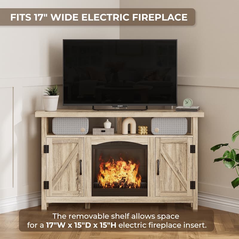 Farmhouse Corner TV Stand for TVs up to 60", Entertainment Center with Storage Cabinets - 31.81'' H X 54.02'' W X 15.35'' D