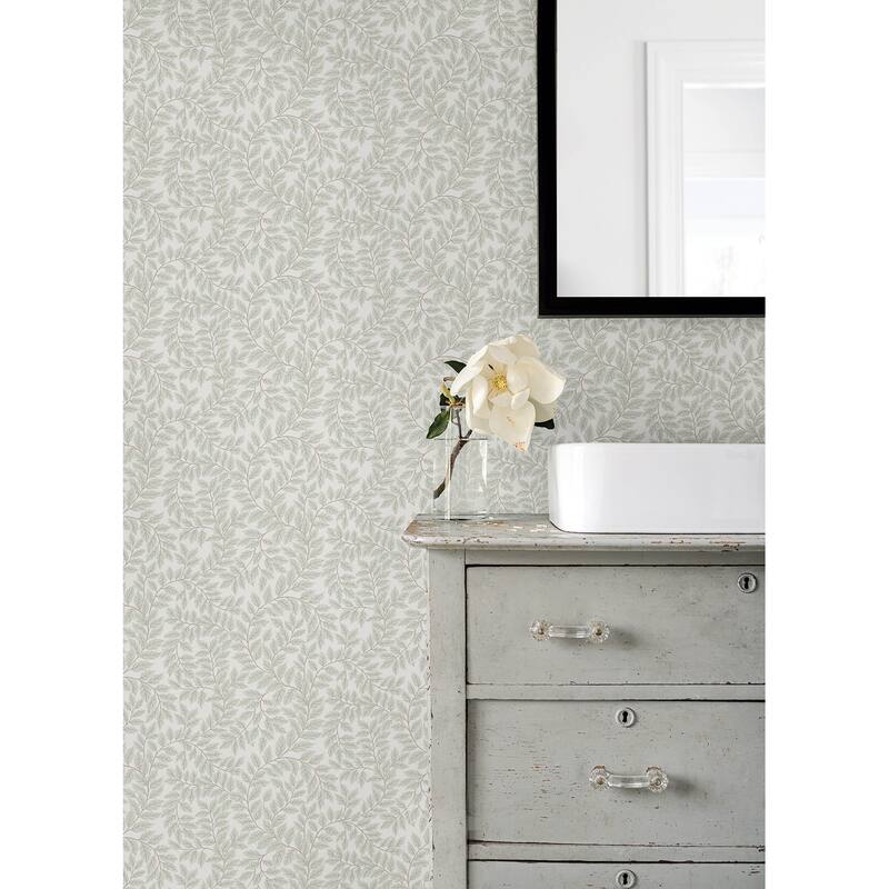 A-Street Prints Lindlov Light Grey Leafy Vines Wallpaper