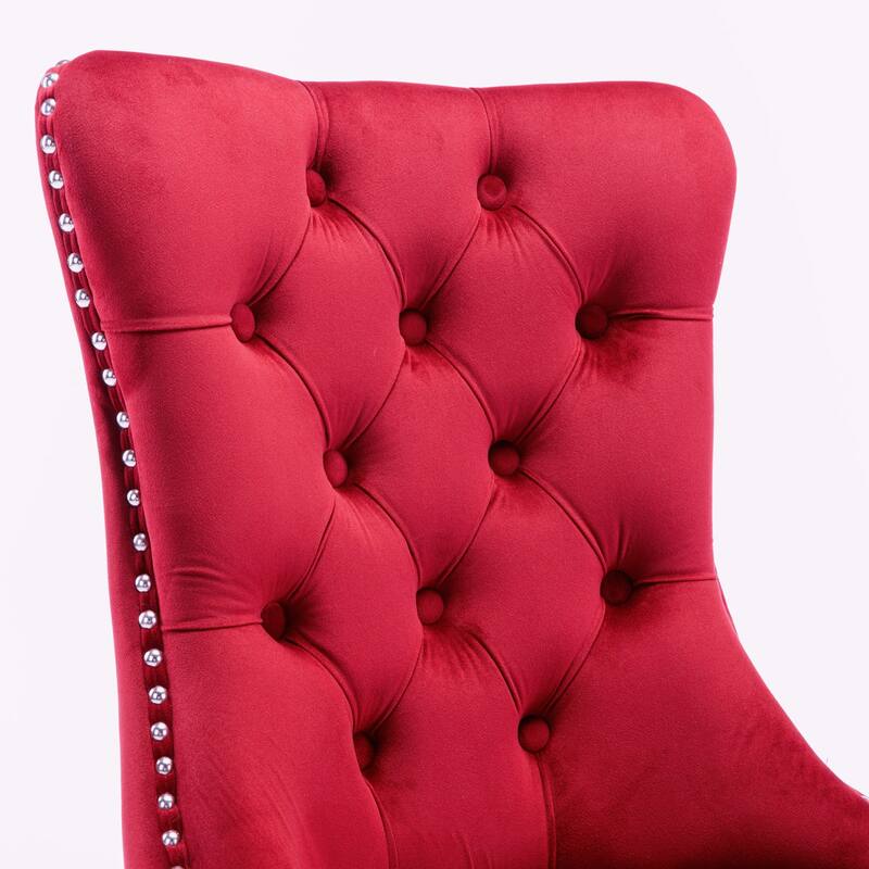 Nikki Collection Modern, High-end Tufted Solid Wood Velvet Upholstered Dining Chair with Wood Legs Nailhead Trim 2-Pcs Set