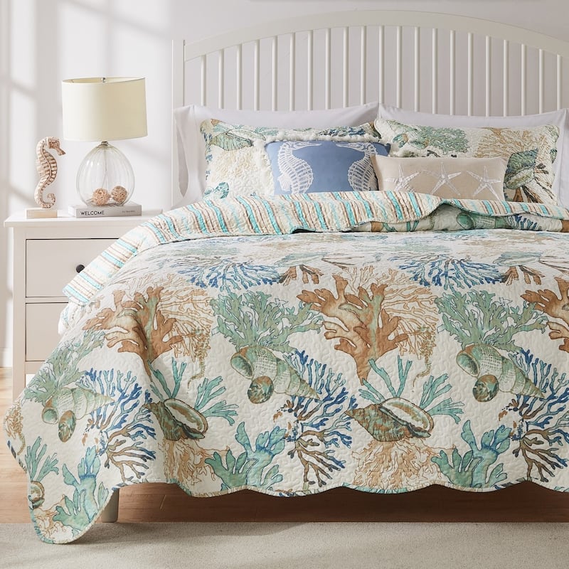 Greenland Home Fashions Atlantis Jade Reversible Quilt Set