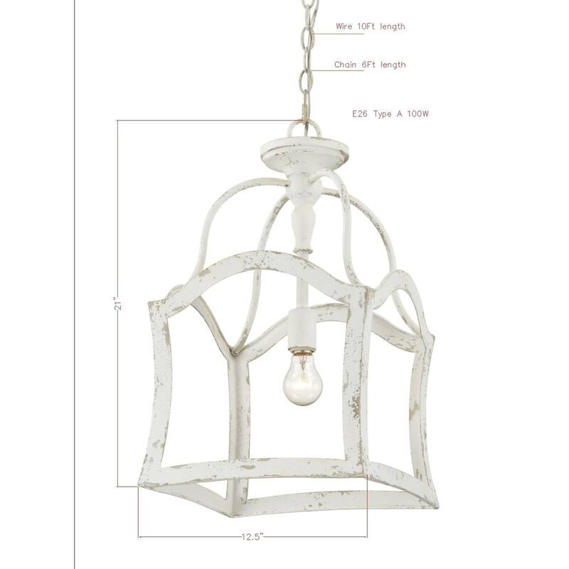 Ryan Semi-Flush Convertible Light, Distressed White - Distressed White