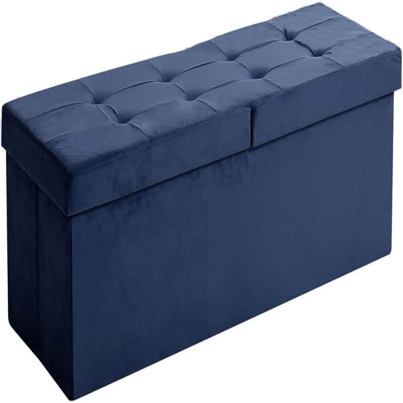 Storage Ottoman Bench Foldable Velvet