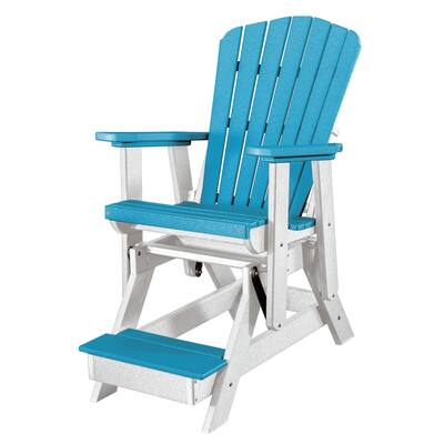 OS Home and Office Model Fan Back Balcony Glider Made in the USA- Aruba Blue on White Base