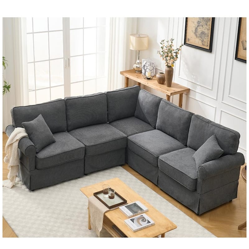 Modern Upholstered Modular L-shaped Sectional Sofa