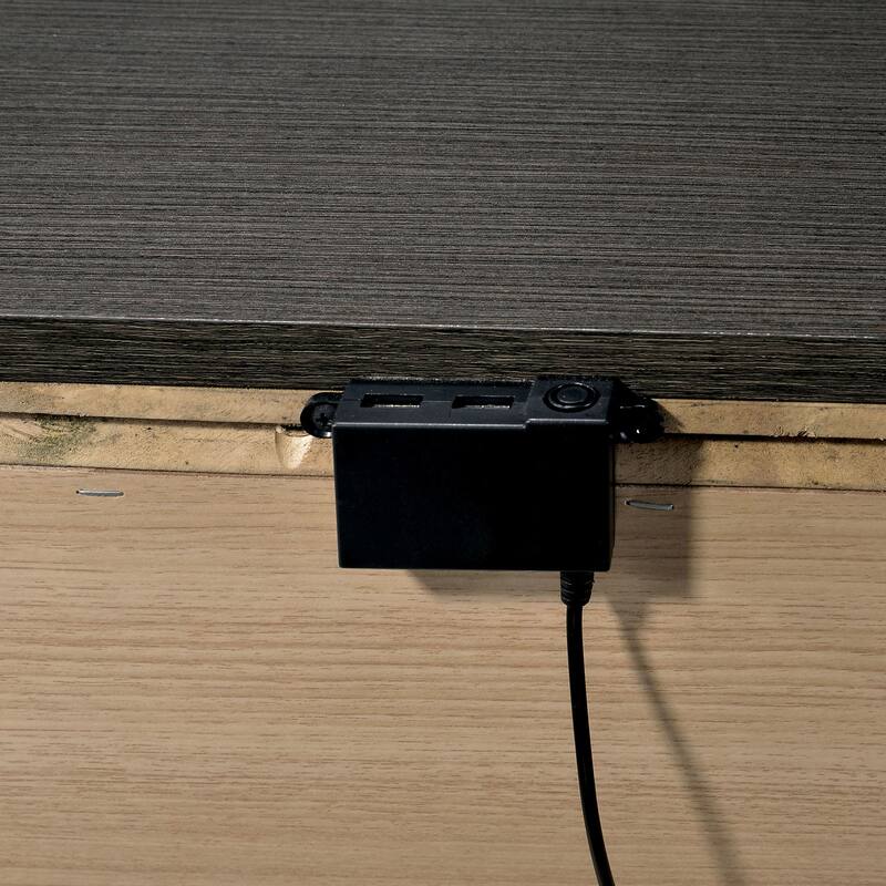 Warm Gray Solid Wood Nightstand, Modern Lines, Chrome Trim, Contemporary Bedroom