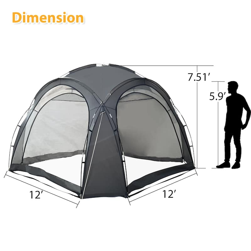 4-6-Person Portable Camping Tent, Pop-Up Beach Tent Sun Shelter - 12 ft. * 12 ft. *7.5 ft.