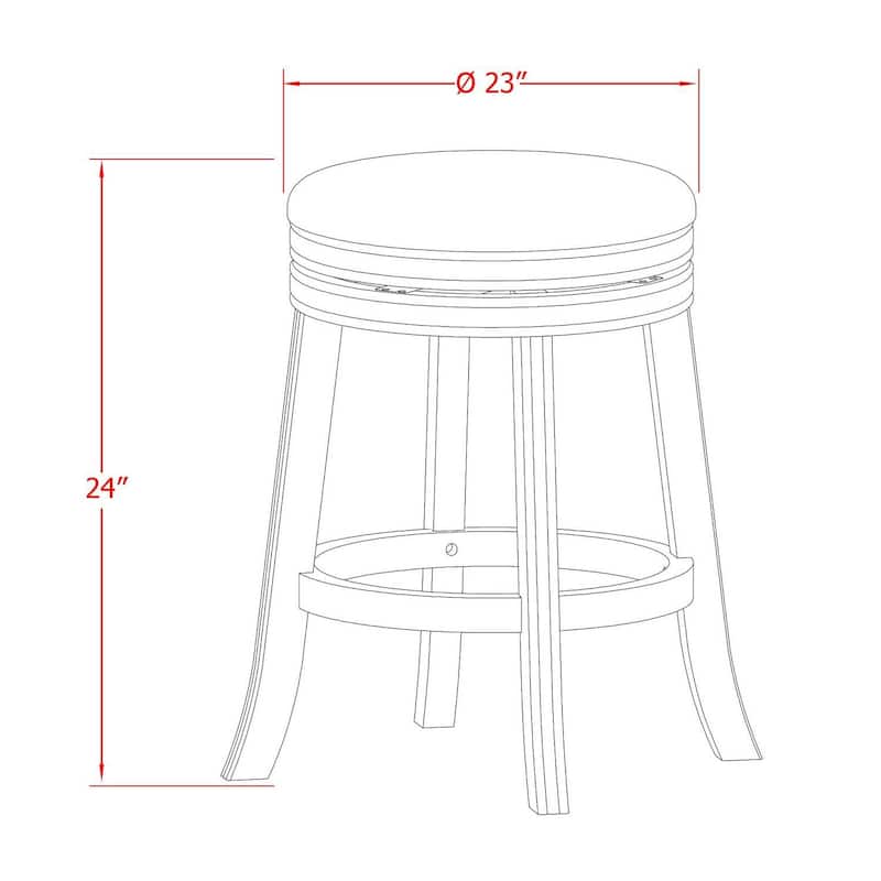 24 Inch Swivel Counter Height Bar Stool with Wooden Frame, PU Leather Seat and Black Legs, Modern Kitchen Seating
