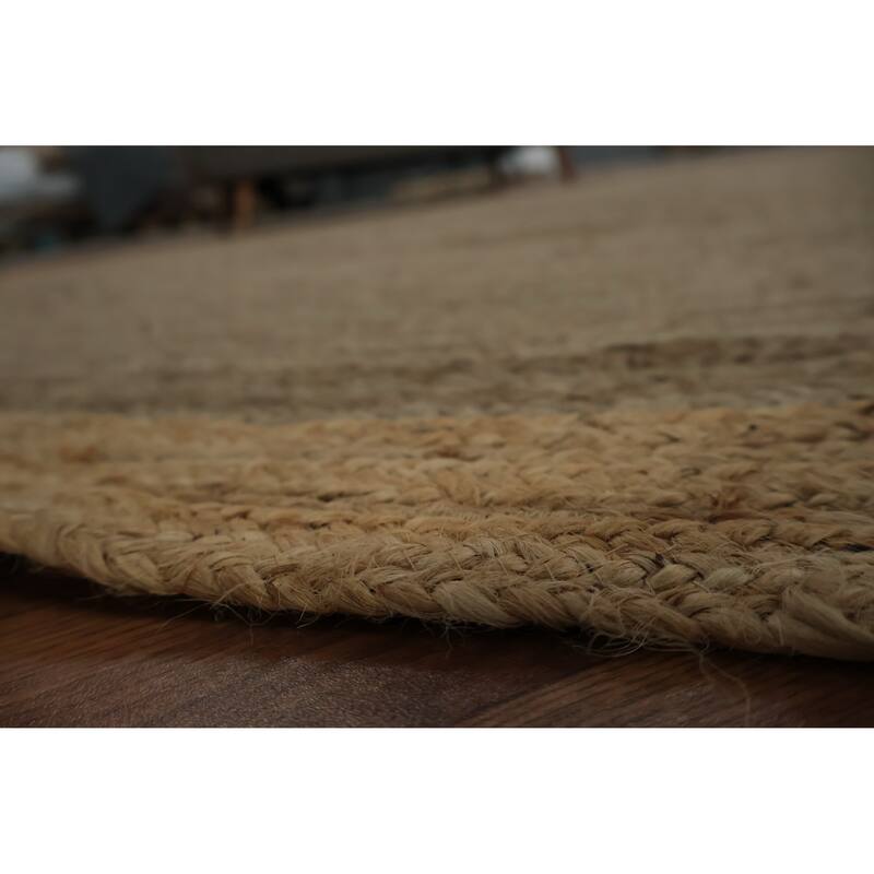 Hand Knotted Oriental Jute Carpet Modern Geometric Brown Modern Area Rug - 9' 10'' X 9' 10''