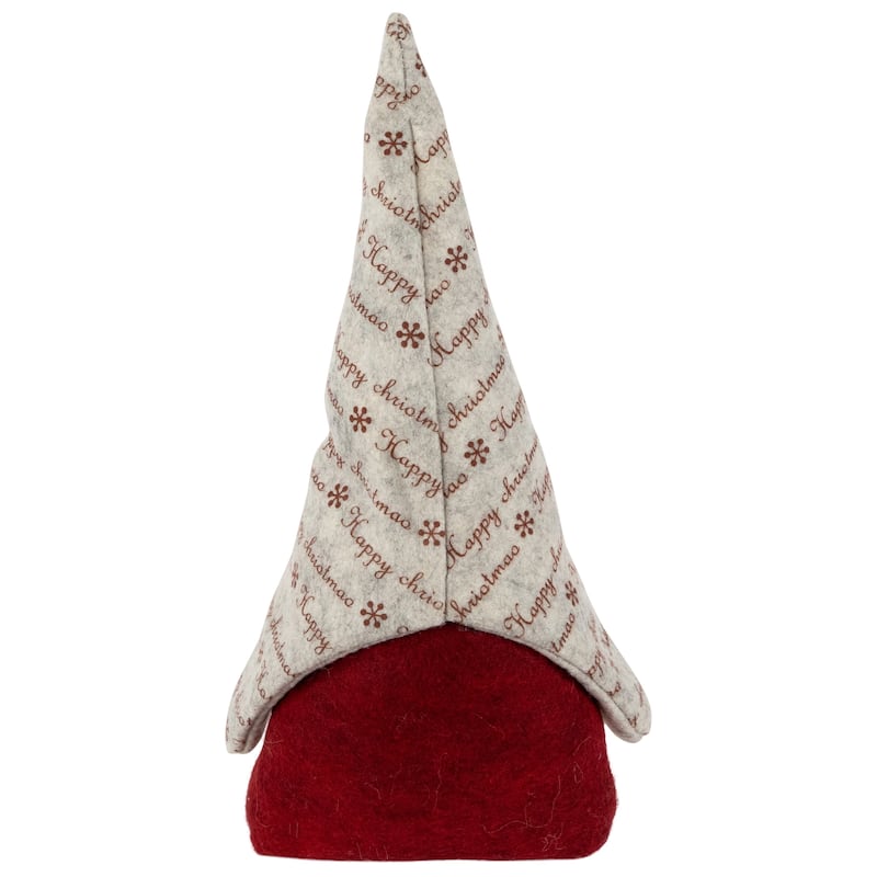 12" Red and Gray "Happy Christmas" Gnome Figure