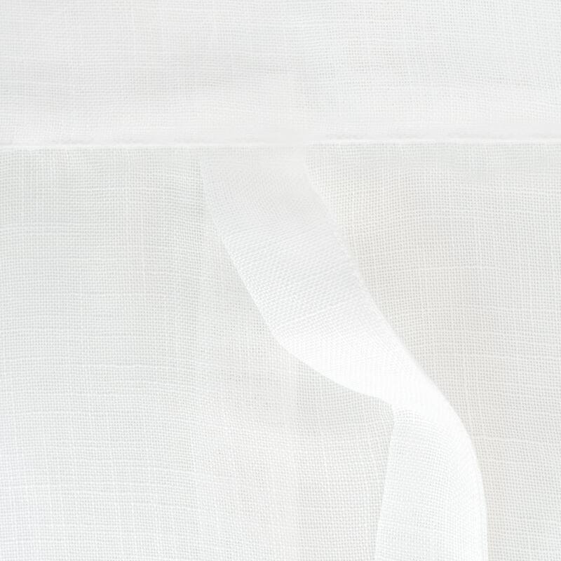 DriftAway Solid Color Linen Textured Slub Sheer with Pom Pom Trim Tie Up Adjustable Balloon Rod Pocket Window Curtains