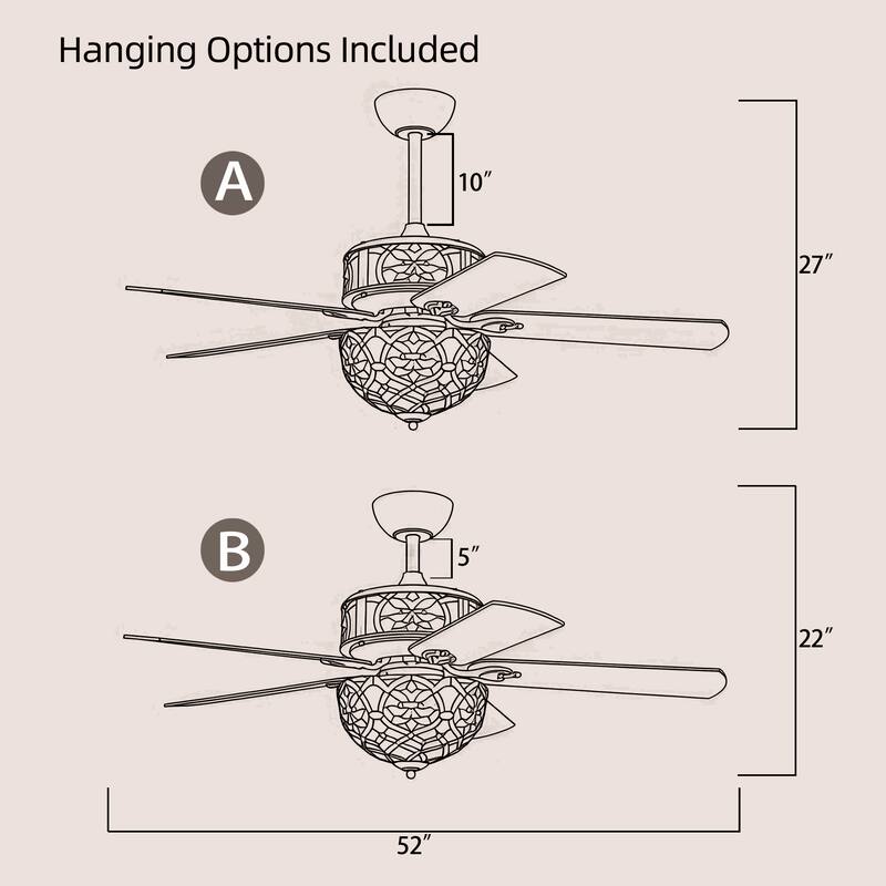 Parponk 52-Inch Flushmount Two-Tiered Lighted Ceiling Fan Green Hatch Tiffany Glass Lamp Black Finish