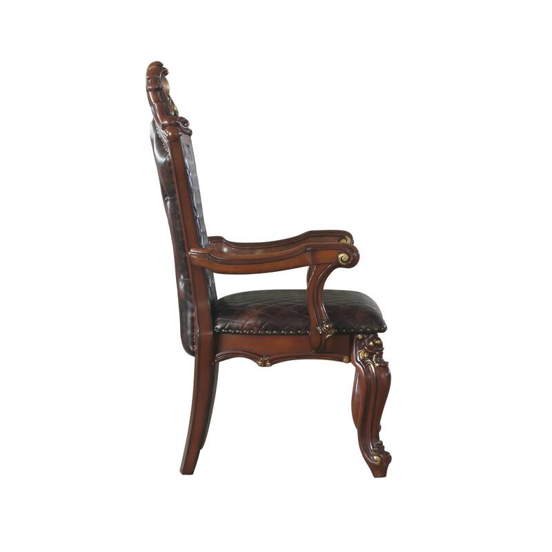 Black and Honey Oak Tufted Arm Chair (Set of 2) - Black