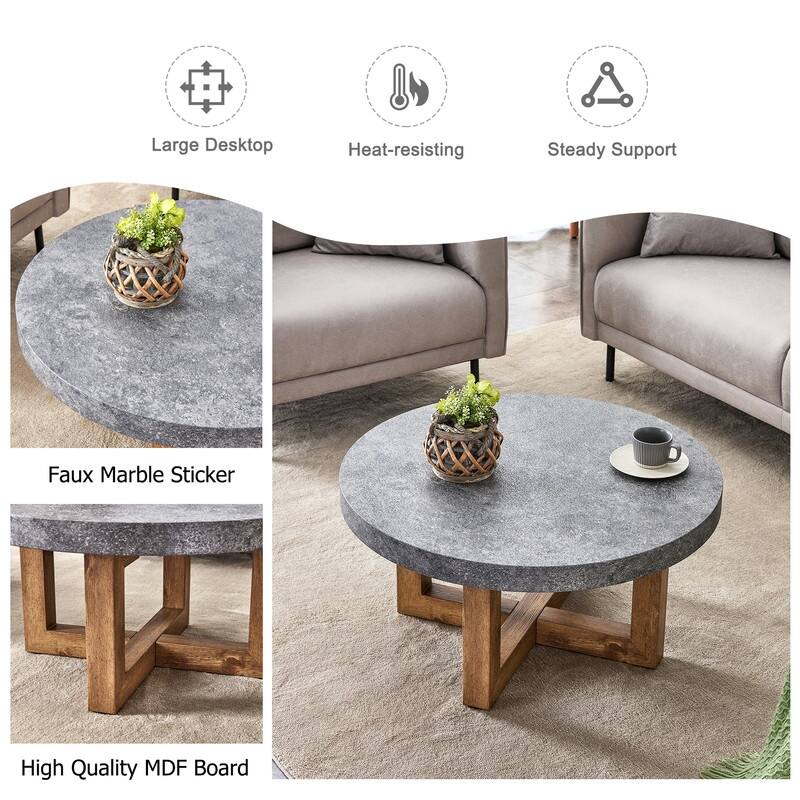 MDF Round Coffee Table with texture sticker Top