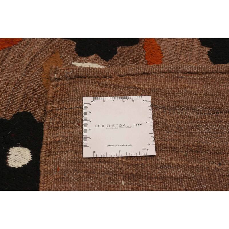 ECARPETGALLERY Flat-Weave Ankara FW Brown Silk, Wool Kilim - 6'11 x 9'2