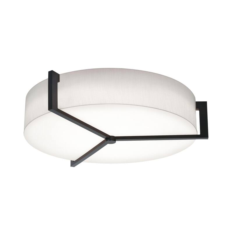 AFX APF2432MBES Apex 3 Light 28" Wide Flush Mount Drum Ceiling Fixture - Espresso / Linen White / White