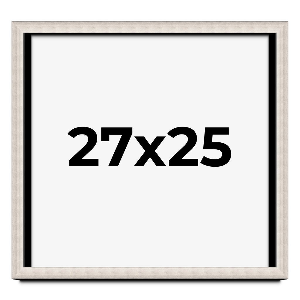 27x25 Shadow Box Frame Silver Real Wood Contemporary Shadowbox Display Frame UV Acrylic Front Acid Free Backing and Hardware
