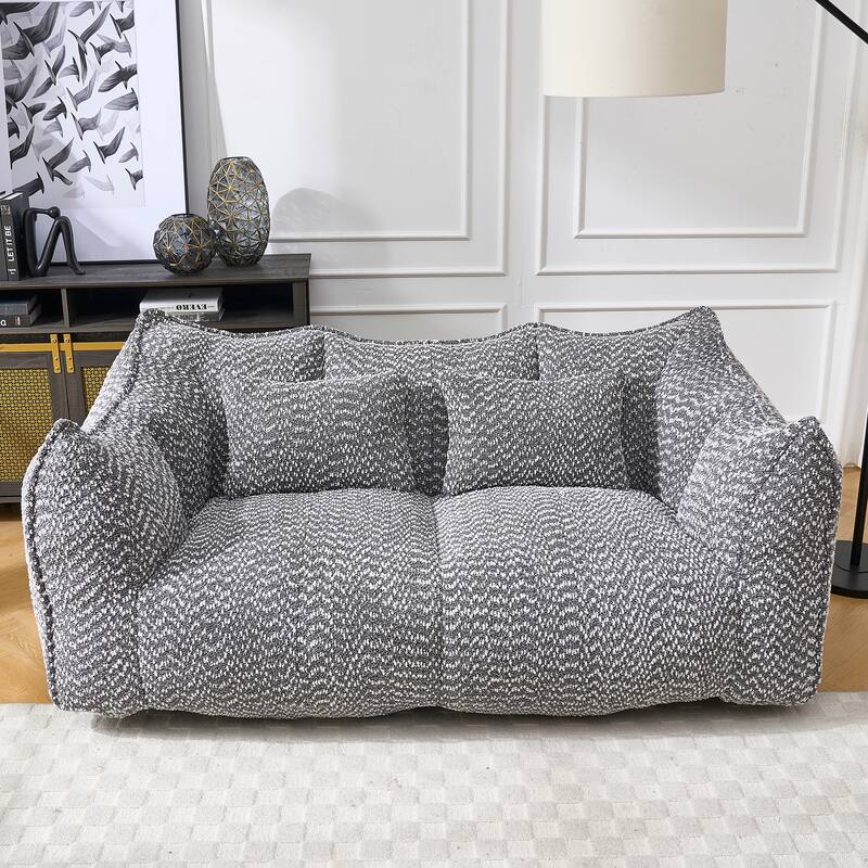 Modern Chenille 2-Seater Bean Bag Chair Recliner Sofa with Armrests for Living Room Lounge Bedroom