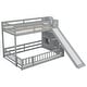preview thumbnail 8 of 7, Grey Twin Over Full Floor Bunk Bed Frame w/ Slide, Storage Staircase