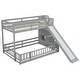 preview thumbnail 8 of 7, Twin over Full Bunk Bed with Slide and Storage Staircase, Wooden Bunk Bed with Safety Guardrails