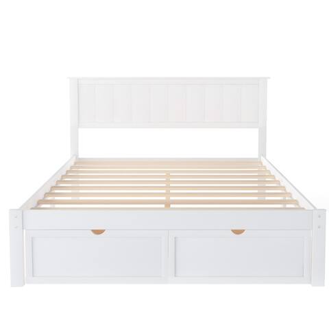 Full Panel Bed Platform Bed with 2 Under-bed Storage Drawer&Headboard, 76''L*57.6''W*36.2''H, 75LBS