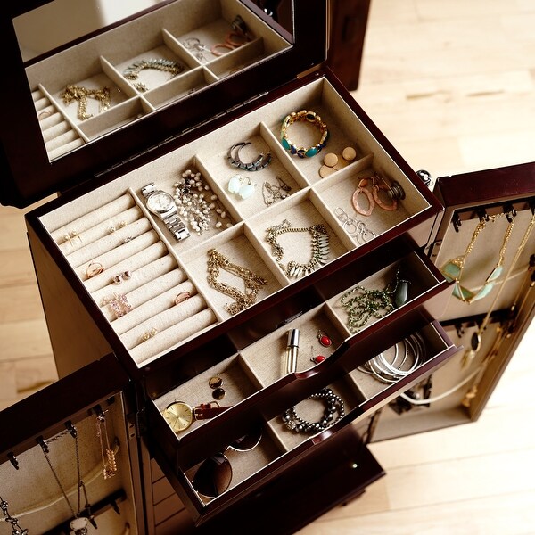 Cabby Fully Locking Jewelry Armoire Cherry by Hives and Honey